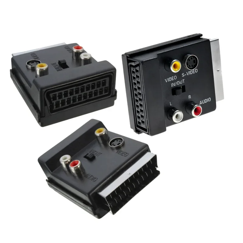 1 Stuks 21pin Scart Naar 3 Rca S-Video Adapter Composiet Rca Svhs S-Video Av Tv Voor Video Dvd Recorder Projector Televisie