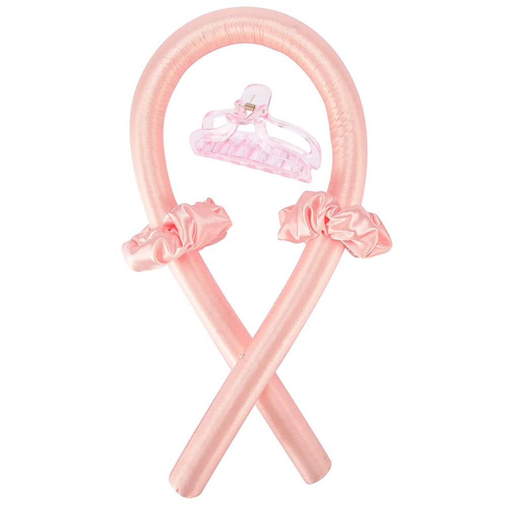 Heatless Curling vara diadema No calor rizos cinta pelo rodillos dormir cinta para cabello suave pelo bigudíes cinta pelo herramientas: Pink style2