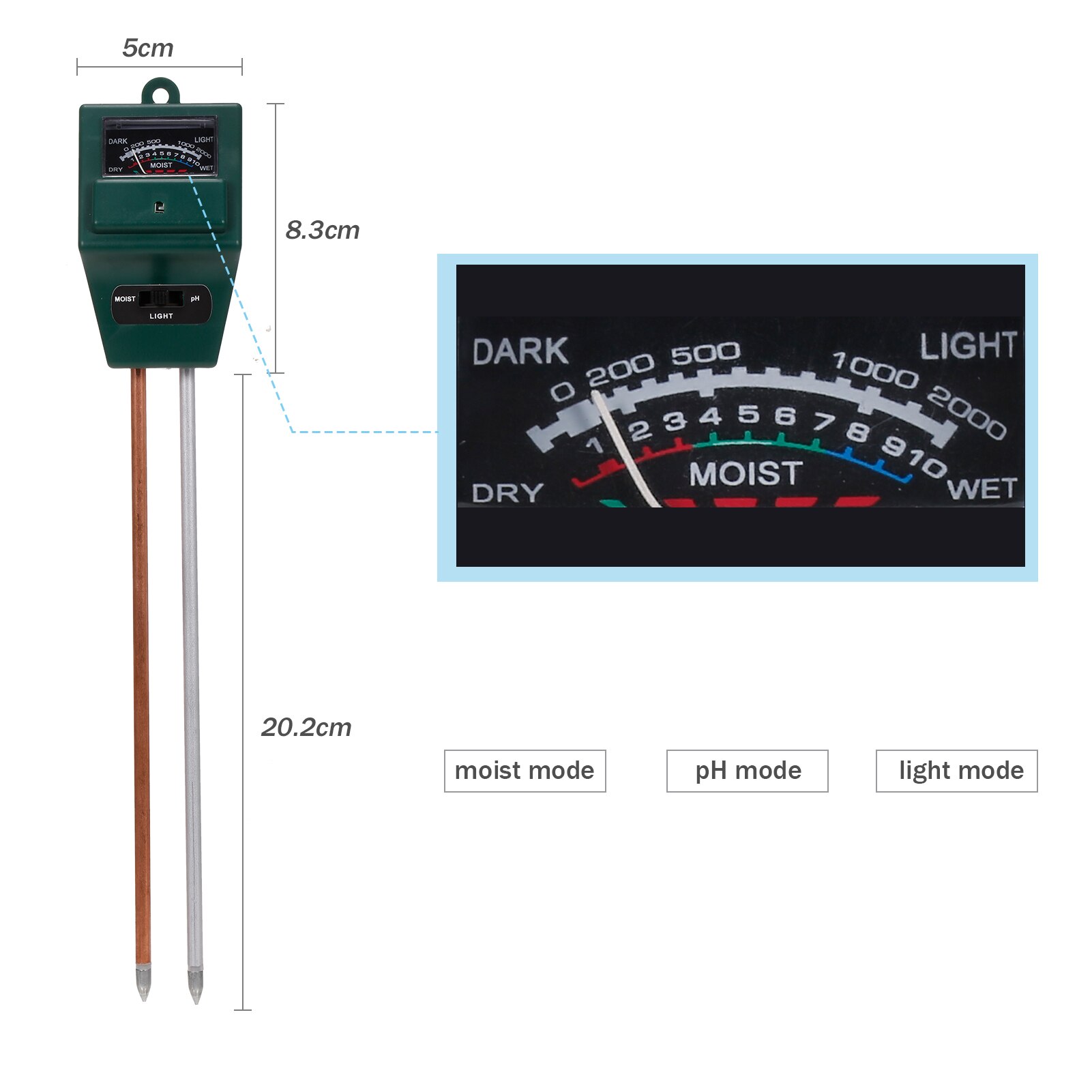 Bodem Ph Meter Bodemvochtmeter 3-In-1 Bodem Tester Voor Vocht Licht Ph Gazons Farm Planten kruiden