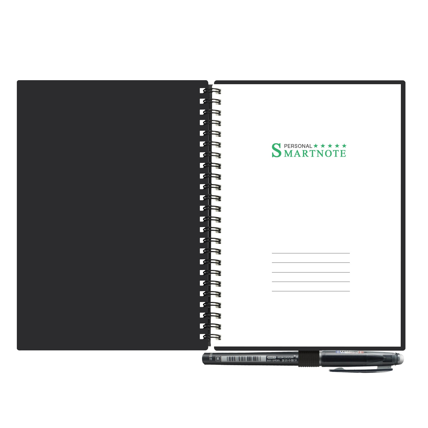 Slettbart notatbok papir gjenbrukbart smart wirebound notebook skylagring flash lagring app tilkobling notisblokk foret med penn