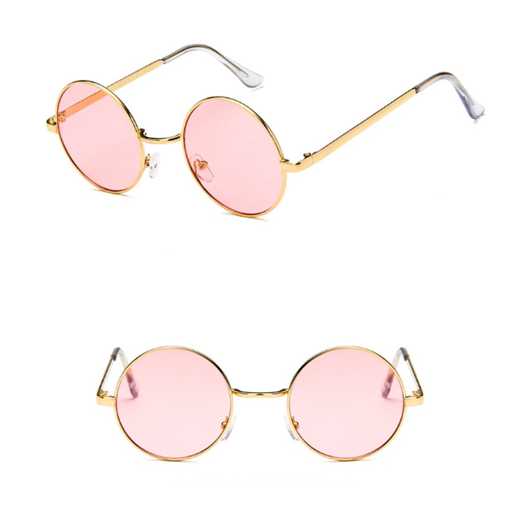 Gafas de sol redondas Vintage para mujer, lentes de Color del océano con espejo, de , marco de Metal, circulares,: Rosa