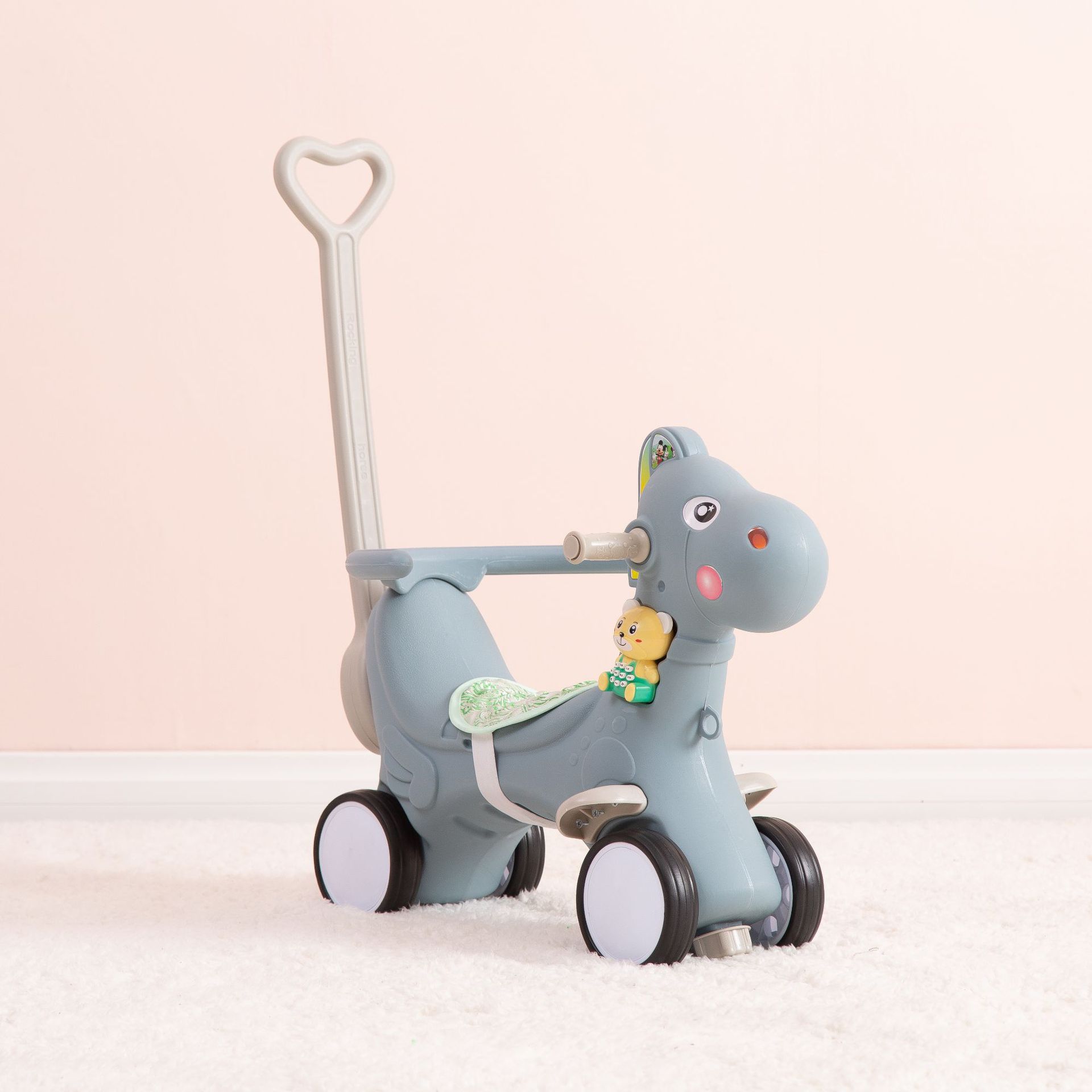 Chaise à bascule cheval plastique | Multifonction, d'anniversaire, chaise balançoire, poussette pour bébé de 1 à 5 ans,: violet