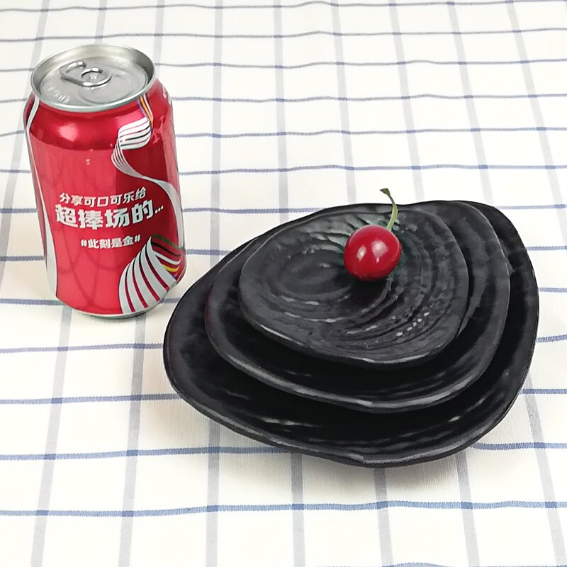 A5 Melamine Three Angle Plate Dinner Plate Black Frost Dinnerware Korean Style Japanese Snack Snack Food Dish Tableware