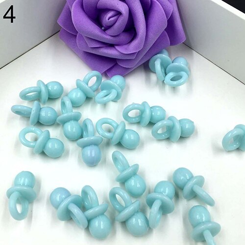 50 stuks transparante acryl mini fopspenen babyshower feestgunst meisje jongen speldecoratie: Crèmeblauw