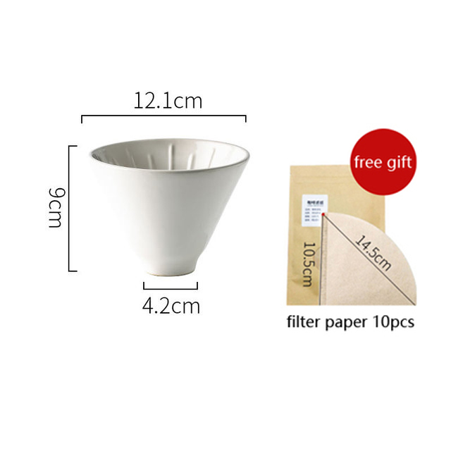 Håndbrygget kaffefiltersæt med  v60 pour over glas kaffekande kaffe elkedel kande drypper stand kaffemaskine sæt: Flad hvid