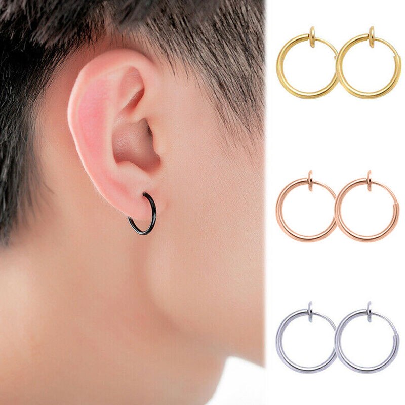 5 Pcs Cirkel Oor Clip Geen Piercing Sieraden Punk Kleine Hoepel Oorbellen Intrekbare Eenvoudige Mode Unisex Neus Lip Oor Hoepel clips