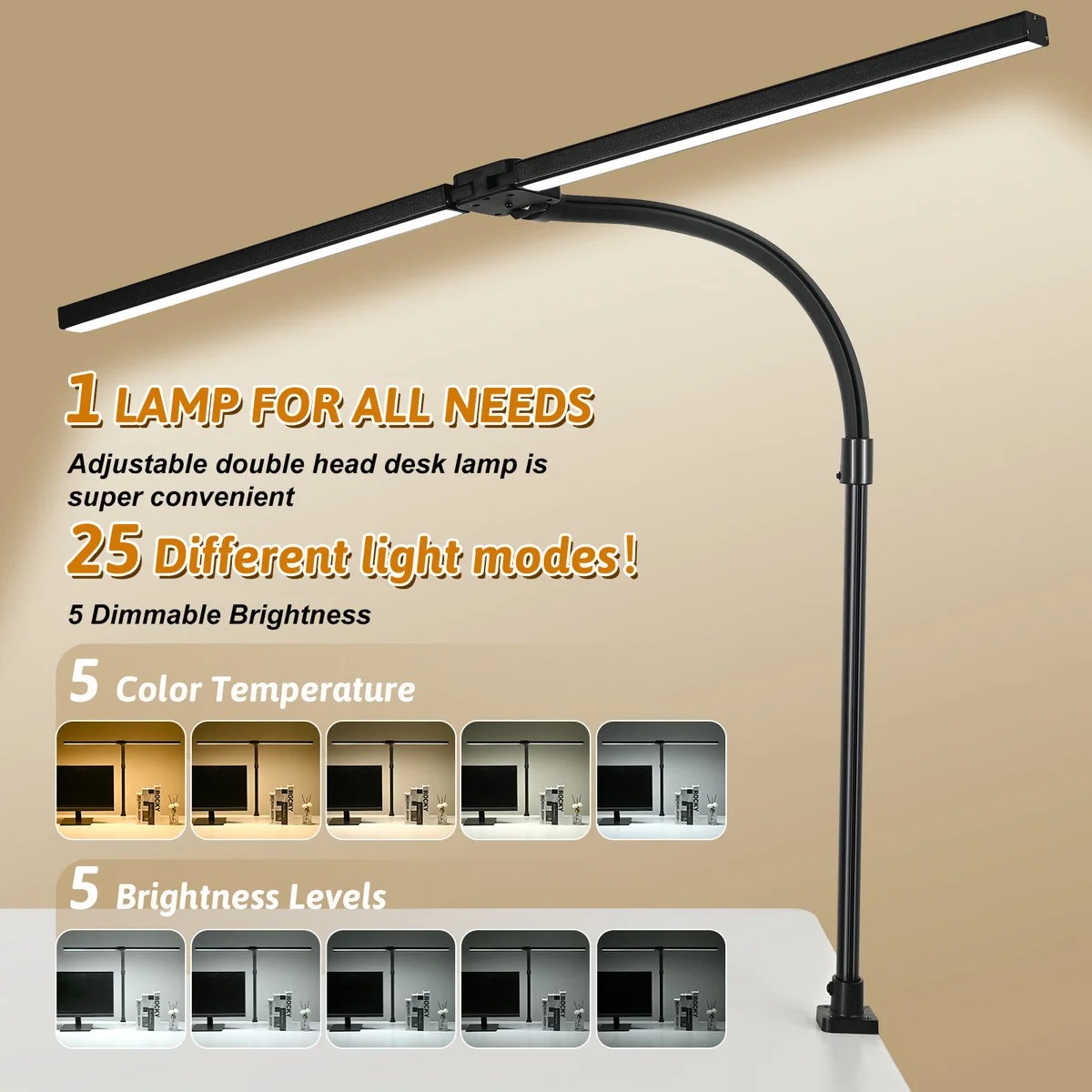 Lámpara de escritorio con Clip Led de un solo cabezal, lámparas de mesa de ordenador regulables, Monitor, luz de arquitecto, lámpara de mesa para luces de lectura de oficina
