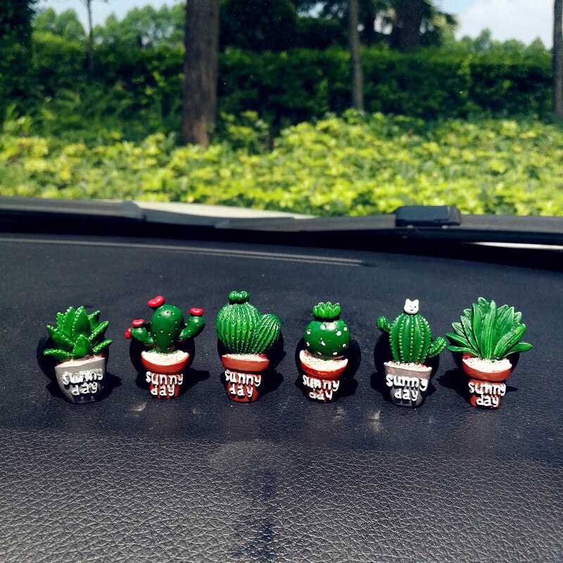 Sæt  of 6 stk harpiks kaktus bil klimaanlæg udluftning parfume klip sød luftfrisker duft dekoration auto ornamenter