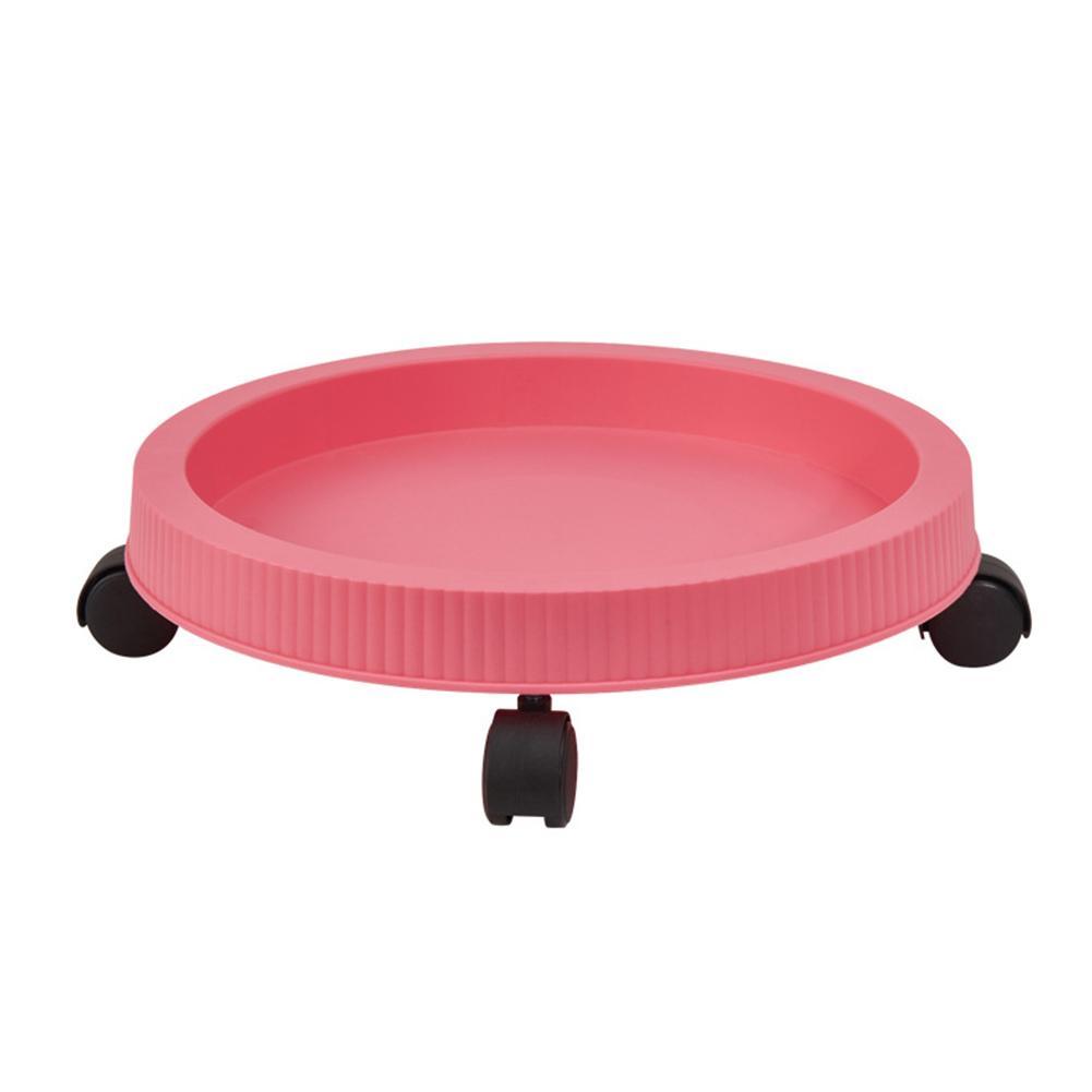 Round Tray Saucers Removable Flower Pot Tray Wheels Bottom Tray Plant Base Water Drip Holder Garden Supply Reusable Plant Stand: Pink