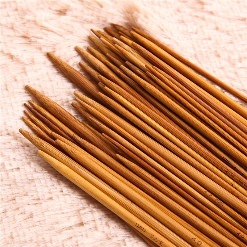 55 kpl bambu neulepuikot puiset virkkuukoukut kaksikärkiset hiiltyneet bambupuikot neulepusero kudottu askartelu 11 kokoa 13cm
