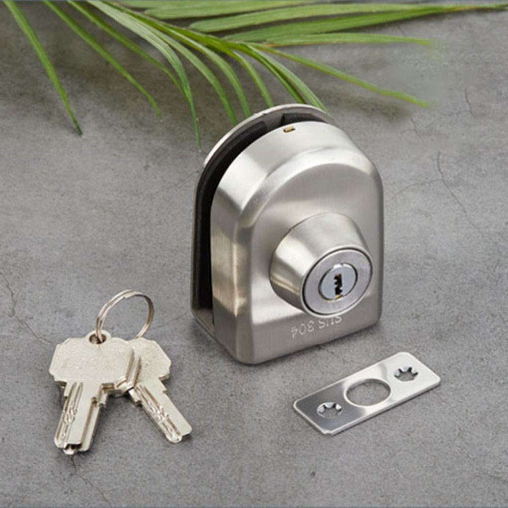 10-12mm Frameless Glass Door Lock with Keys No Need Drilling Glass Display Cabinet Lock Stainless Steel Safe Door Lock Buckle