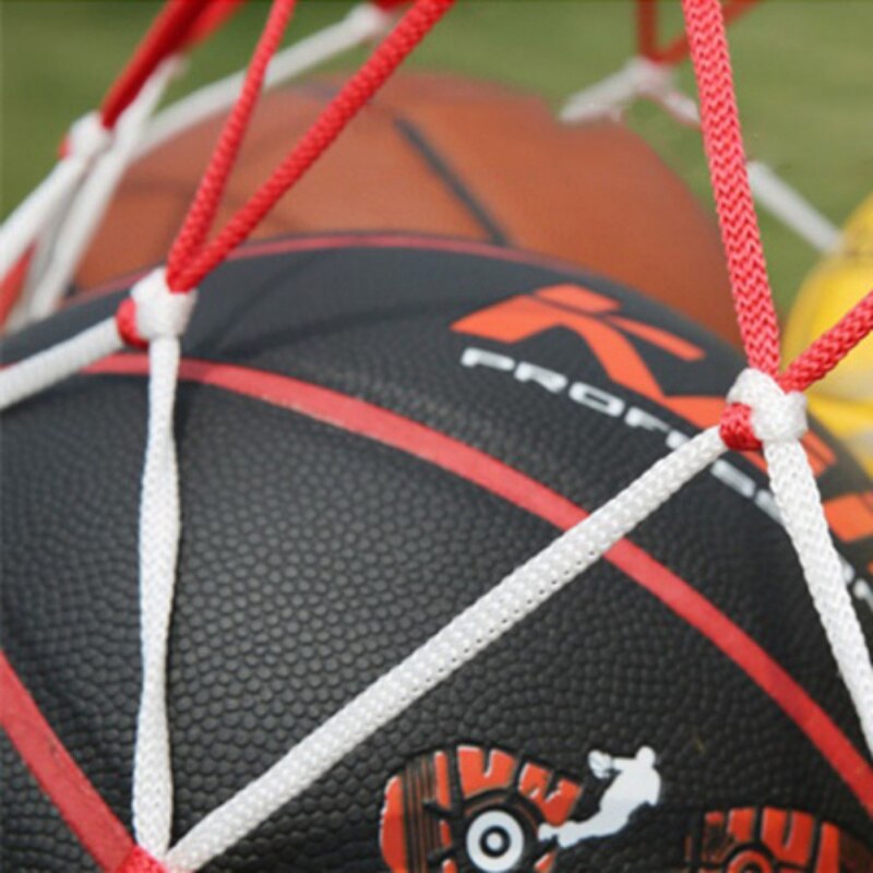 white-red lattice cord basketball sports ball mesh net ball Soccer net bag Portable Equipment net bag