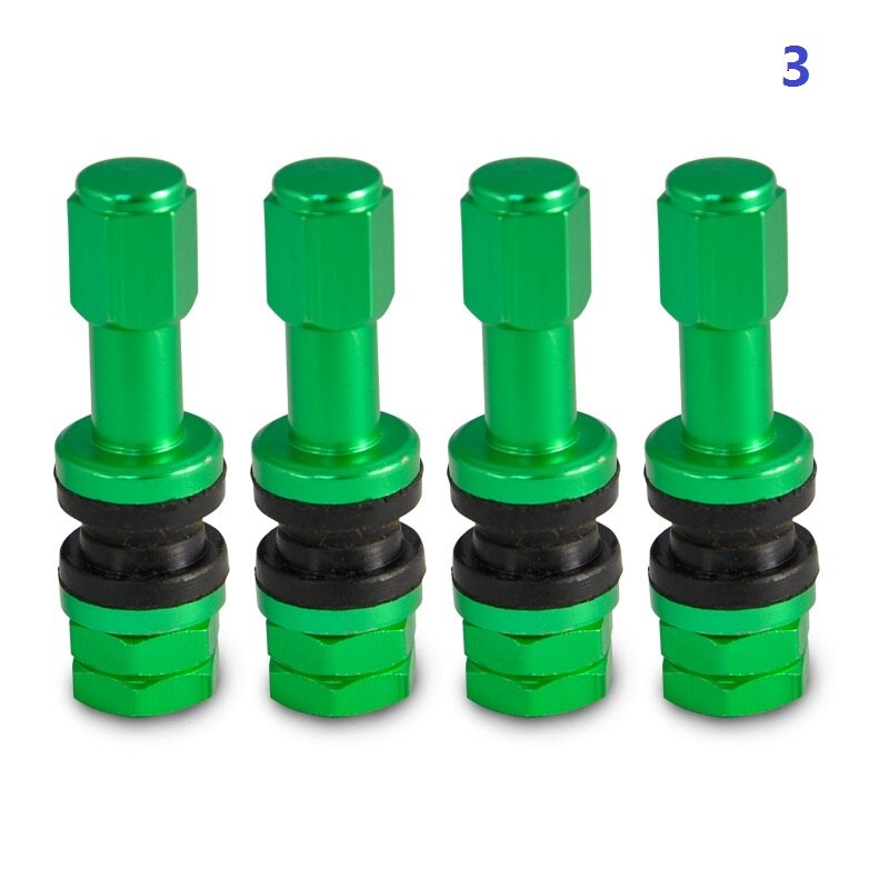 LOPOR 4 unids/set vástago de la válvula del neumático de la rueda de aluminio del coche con la tapa del polvo roja