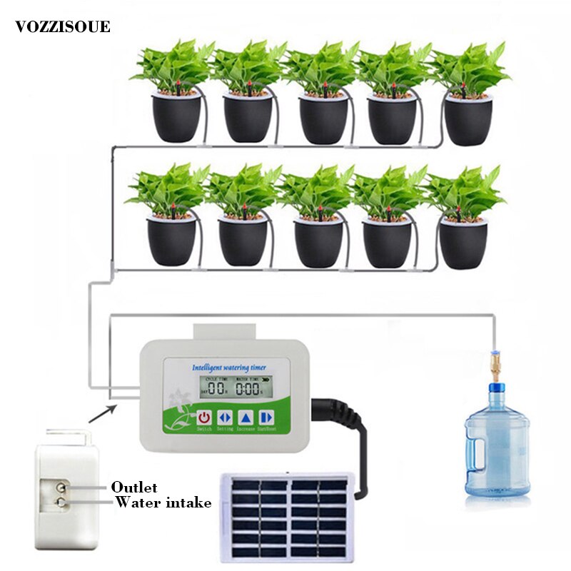 Vandingstimer solenergi drypvandingsanlæg automatisk vanding komponenter automatisk vanding indendørs planter kit de riego por goteo