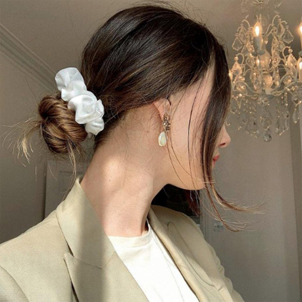 5 unids/lote Boo-tiful Scrunchies de satén de seda banda para el cabello de goma elástica grande coleta para mujer y niña accesorios para lazos para el cabello al por mayor