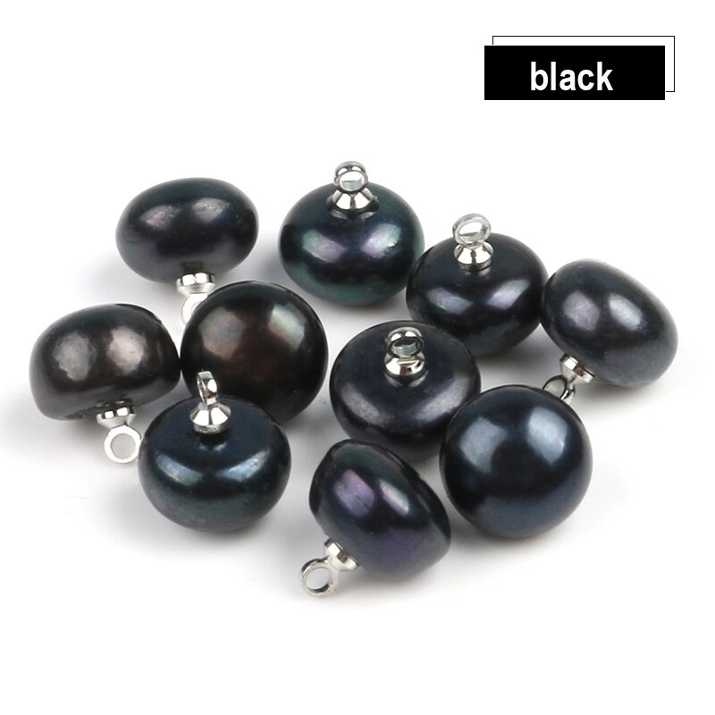 Moda Branco Pérola Natural de água doce multicolor Botão Roupas Botão de Costura Artesanato DIY Decor 7-8mm 9-10mm: black pearl / 7-8mm