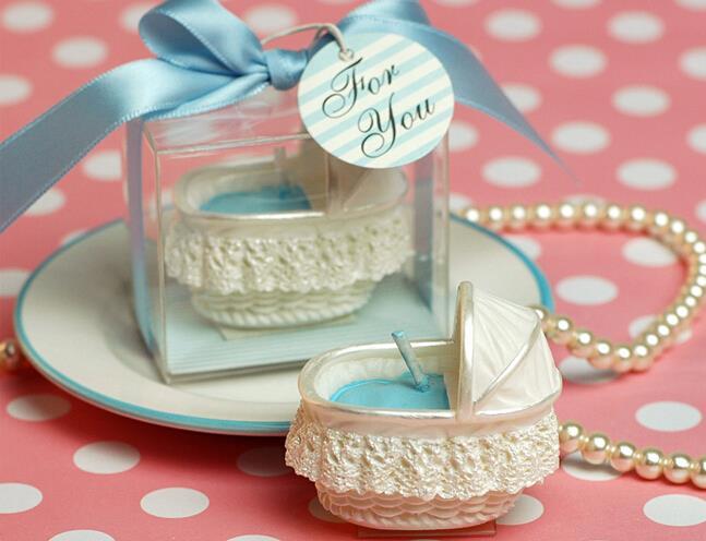 Basinet korg vagga formad rökfritt ljus baby shower dop fest favor barn