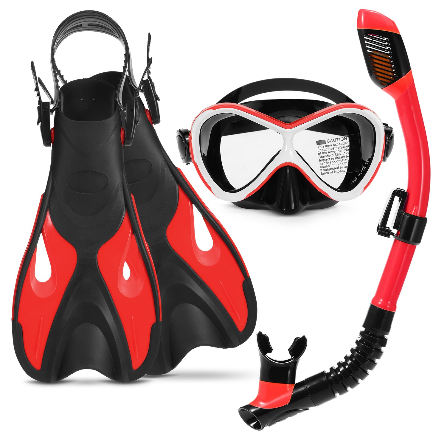 3 Pcs Kinderen Snorkelen Kit Zwembril Droge Snorkel Buis Verstelbare Vinnen Zwemmen Piscina Zwembad Voor Volwassenen Zwembad Float: Rood / S/m