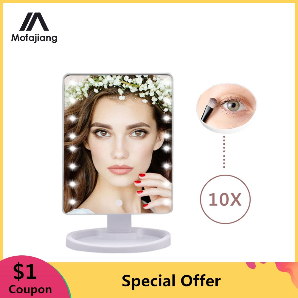 Special Offer Vanity Makeup Mirror 16/22 LED Light Touch Screen Beauty Adjustable Countertop Cosmetics 10x Magnifying Mirror