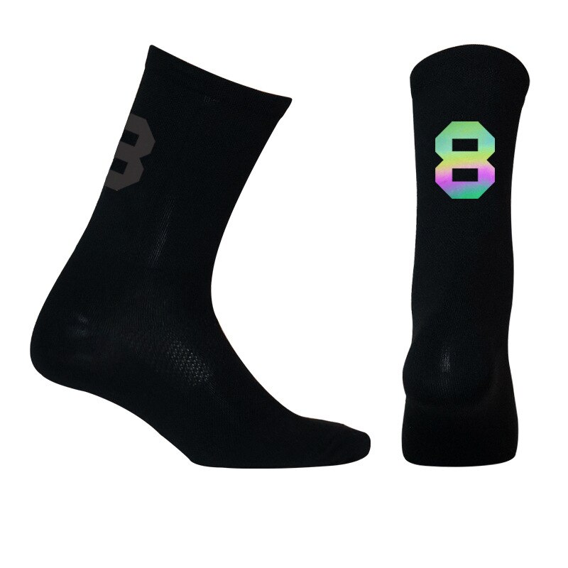 1 para kolorowe odblaskowe skarpety rowerowe sporty rowerowe oddychające szybkie suche Knitting Mid-tube wiosna letnie skarpetki damskie i męskie