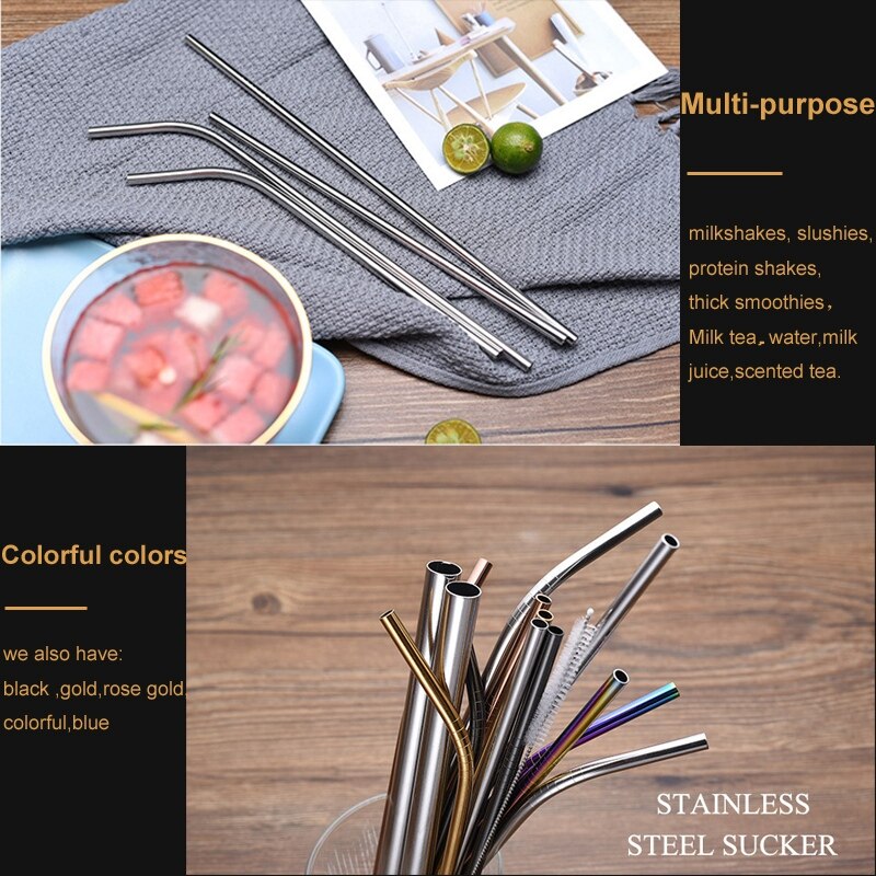 100pcs Metal Straws Can Be Reused 304 Stainless Steel Drinking Water Pipes 215 Mm x 6 Mm Curved Straws And 50 Straight Straws