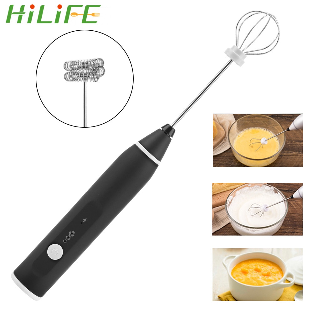 HILIFEElectric, mezclador de café, Espumador de leche, Espumador de café, Espumador de leche, batidor de huevos de mano, máquina mezcladora, accesorios de cocina