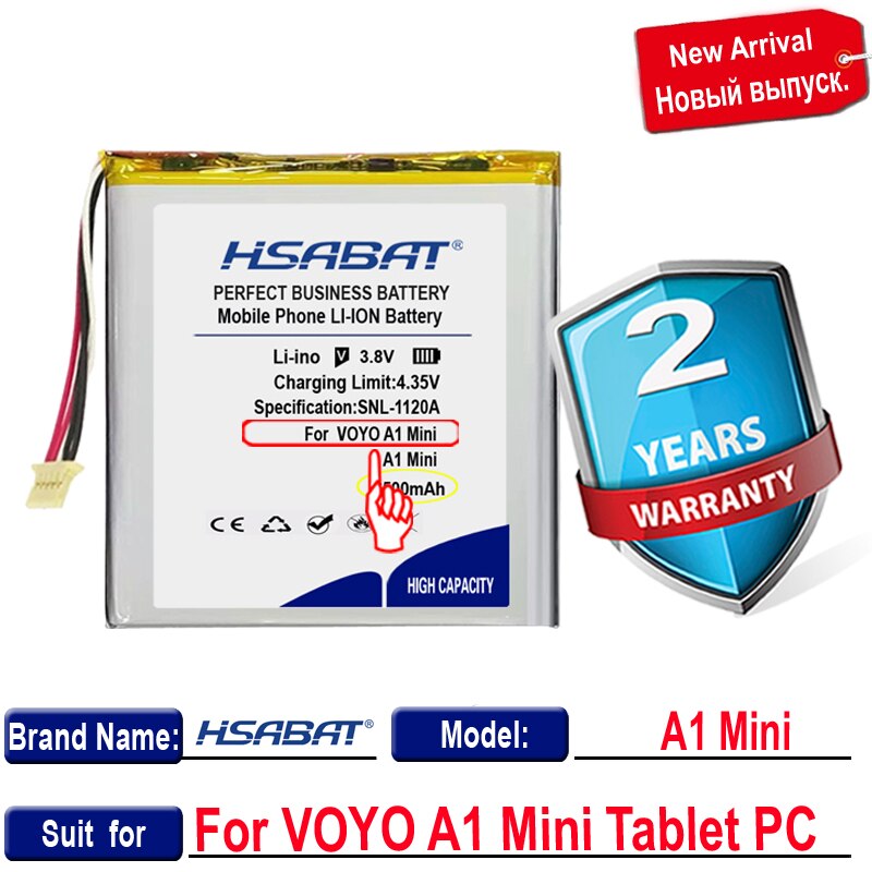 Hsabat 0- zyklen -6500 -mah-tablet-akku für voyo  a1 mini tablet-pc (ersatzakku)