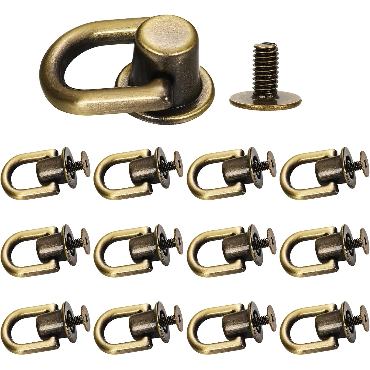 1/10pcs D-shaped Ring Bag Clip Buckles Retro Metal Double Buckle Handbag Chain Handles Connector Bag Strap Hardware Accessories: L / Chocolate