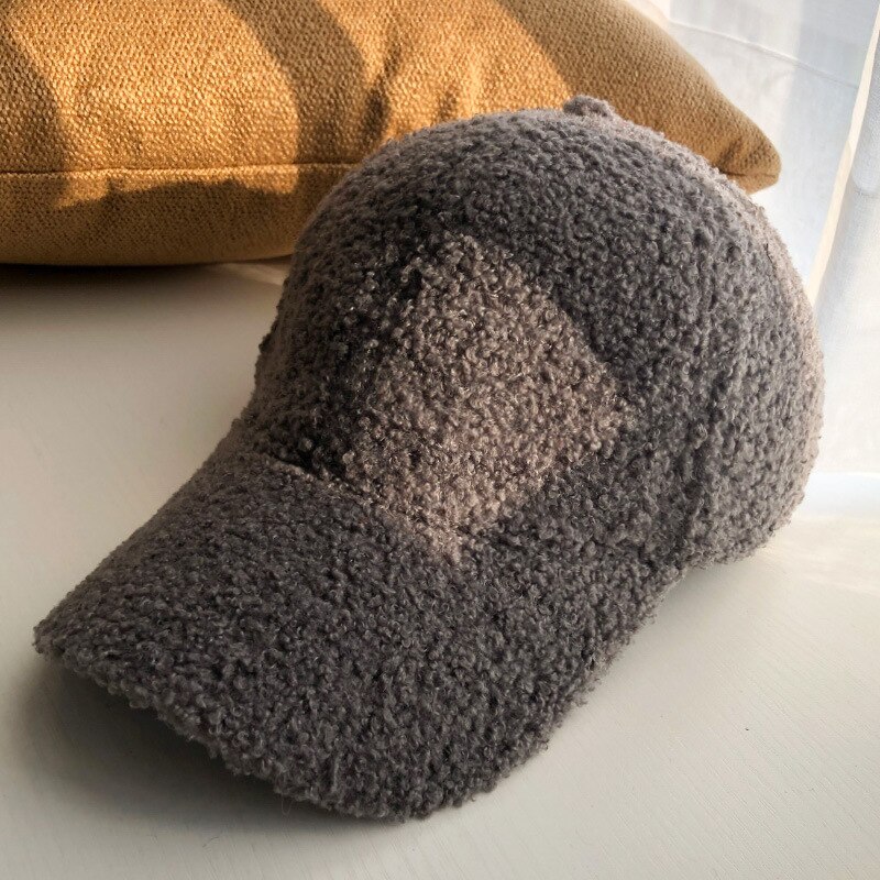 Unisex Winter Outdoor fleece faux fur Adjustable Caps winter warm baseball sport caps men&amp;women Cute: dark grey