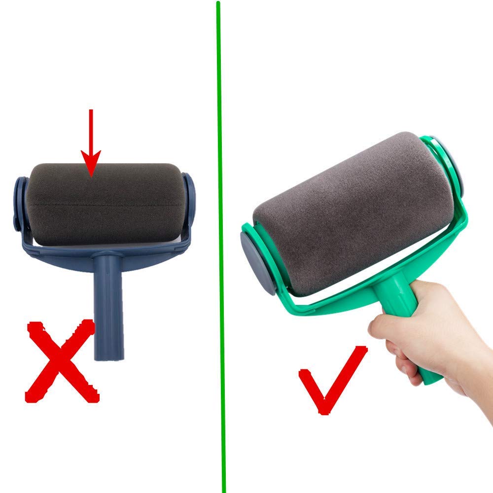 2 set Seamless Paint Runner Pro Roller Brush Handle Tool Flocked Edger Office Wall Painting Roller Paint Brush Set Paint Roller