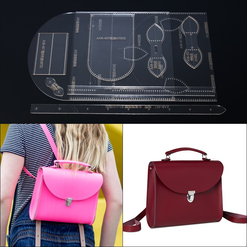 1Set backpack sewing Pattern DIY leather craft sewing Acrylic template 23*19*8cm