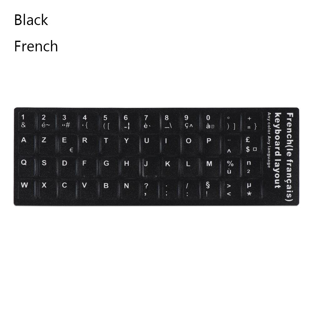 Odporna na zużycie miękka klawiatura naklejki hiszpański/angielski/rosyjski/Deutsch/arabski/włoski/japoński list zamiennik dla laptopa PC: Black French