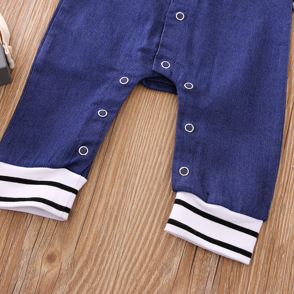Infantile bébé fille garçon combinaison ample bébé bleu foncé rayure Patchwork manches longues col rond une-pièce barboteuse garçons 0-12 mois