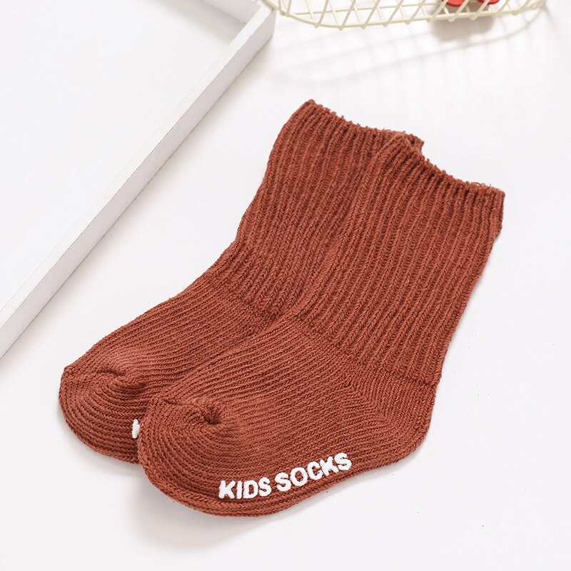 Hylidge Katoenen Baby Sokken Jongen Meisjes Lange Sokken Winter Warm Gebreide Sokken Voor 0-4 Jaar Kinderen Baby Peuter sok 10 Kleuren: Light Red / M (2-4 years)