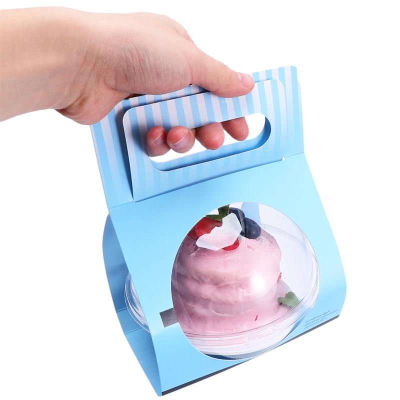10 stk plastkage beholder gennemsigtig kugleform kage beholder engangs mousse kugle rund kage beholder (blå)