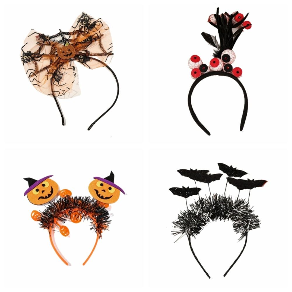 Sjov dekoration flagermus halloween hårbøjle spøgelse net edderkop pandebånd græskar polyester festival hårtilbehør maskeradefest