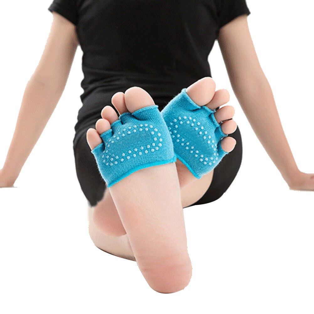 Toe Socks Non-Slip Women Toe Toppers Socks No-Show Half Socks for Ballet Pilates Exercise Dance Studio CMG786: blue