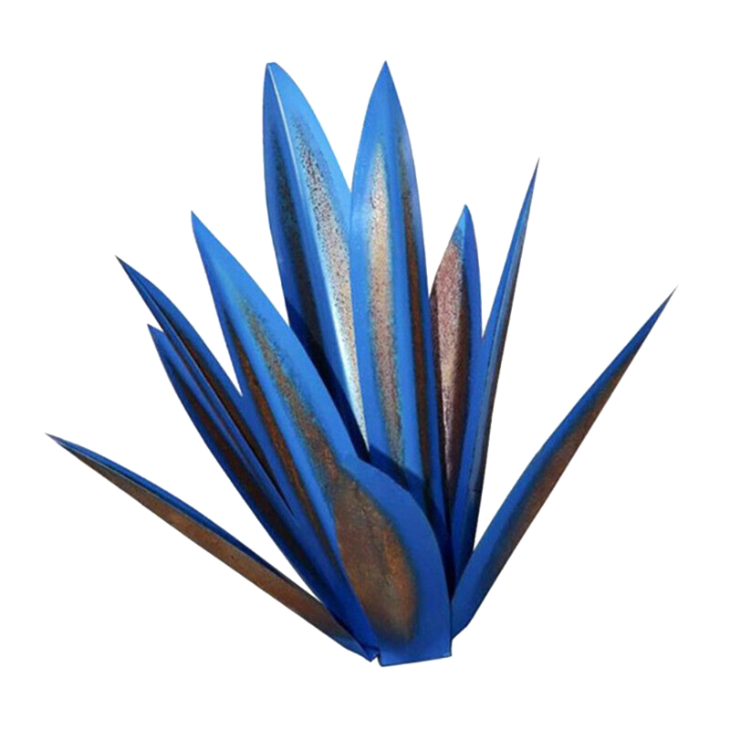 Simulation de plante d'agave artistique, Sculpture rustique en métal, bricolage, pour Patio extérieur, décoration de jardin, piquets de décoration de pelouse, Statue de maison: 35Dark blue