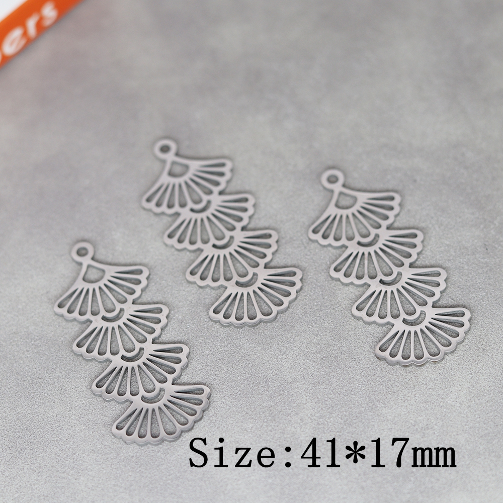 3 uds DIY pendientes borlas colgante de acero inoxidable hojas flor encanto para hacer joyería collar para mujer Accesorios: Rosa
