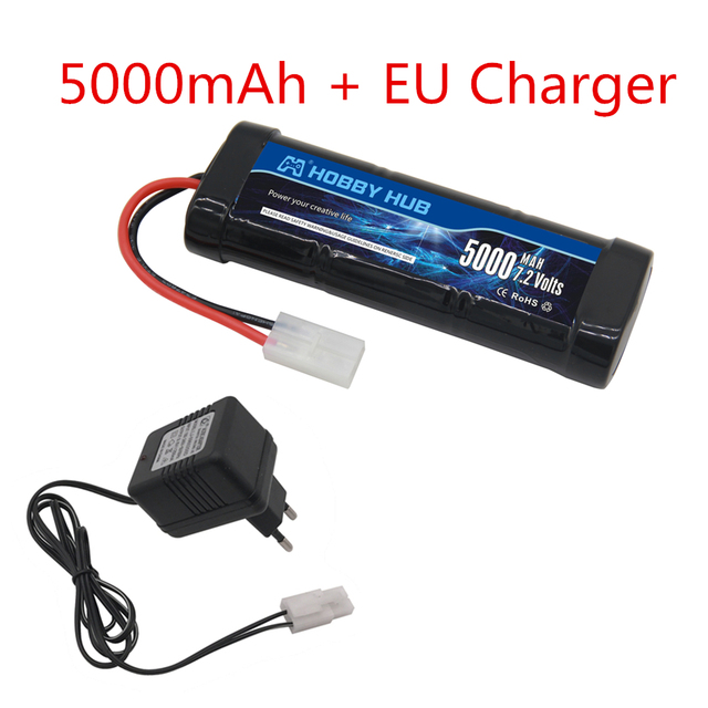 7.2V 5000mAh Ni-MH SC battery and 7.2v charger for RC toys tank car Airplane Helicopter With Tamiya Connectors 7.2 v battery: Yellow