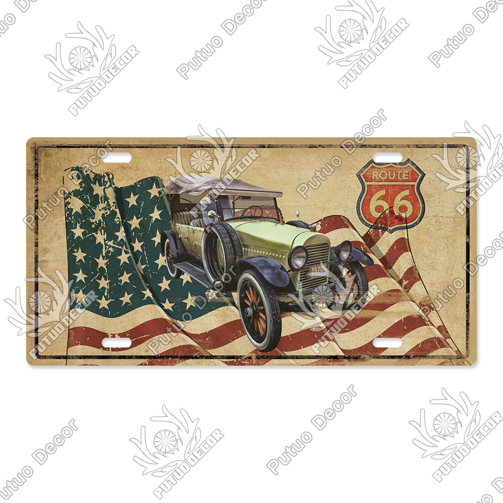Putuo Decor-placa de matrícula Route 66, letrero de Metal Vintage para Bar, Pub, Gasolinera, garaje, hombre, cueva, decoración de pared del hogar: LP2622