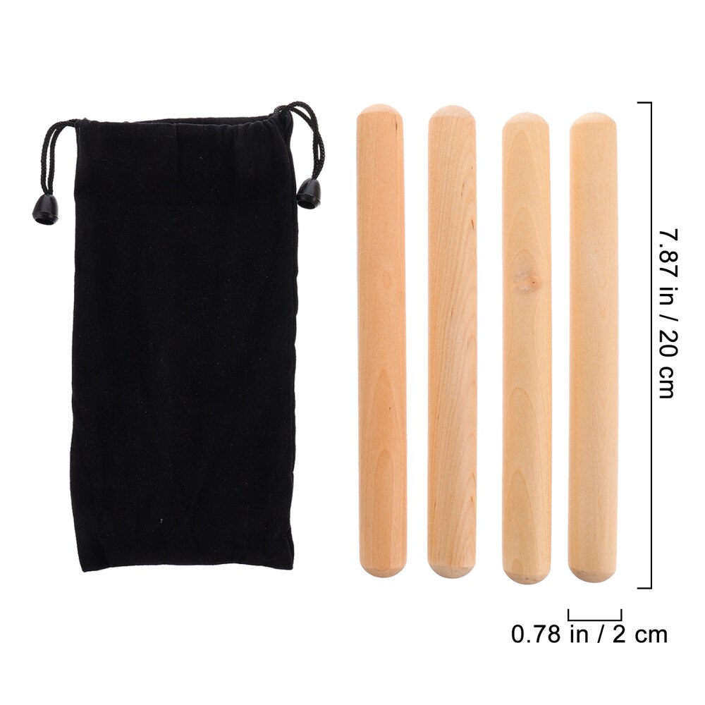 2 Pairs Rhythm Stick with Carry Bag Classical Wood Claves Percussion Instrument
