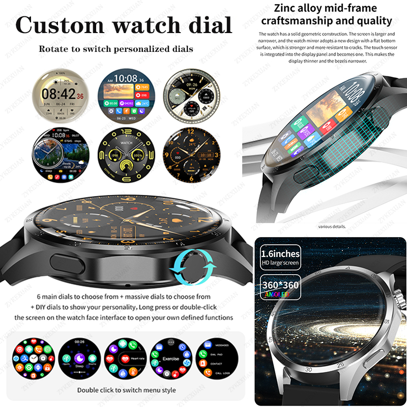 2025 novo para huawei relógio 5 pro relógio inteligente masculino tela amoled nfc gps bússola freqüência cardíaca à prova dwaterproof água bluetooth chamada smartwatch