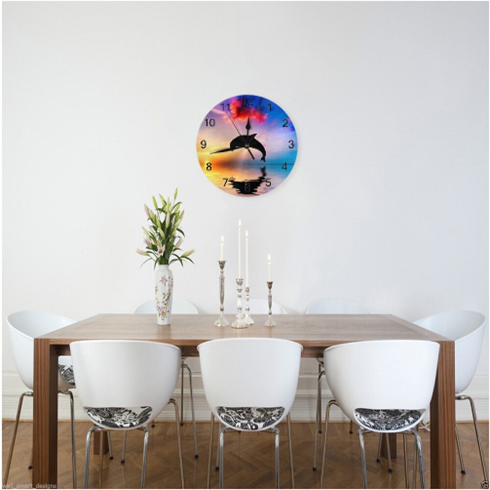 25CM Round Wall Clock Numeral Digital Dial Mute Silent Non-Ticking Marine life Battery Operated Clocks for Home Study Room