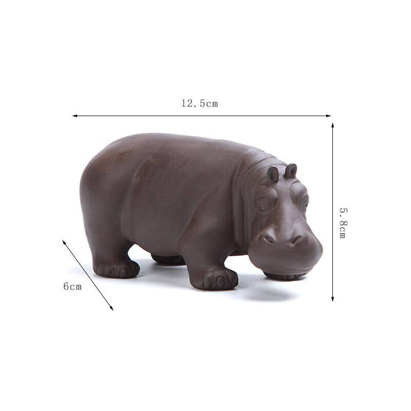 Tea Pet Purple Clay Animal Figurines Household Office Tea Accessories Hippopotamus Decoration Toy