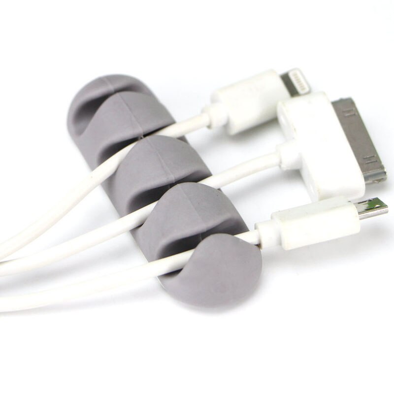 2 stuks silicagel plankrek kleur kabelopwinder organizer opberghouder headset kabelwikkelaar kabelopwinder kabelverzamelaar: Grijs