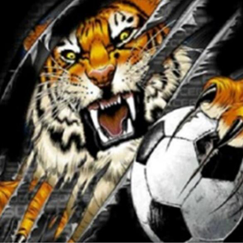5d Diy Spuare Round Diamond Embroidery Tiger & Soccer Full 3D Diamond Cross Stitch Sewing Resin Diamond Painting Tiger: Default Title