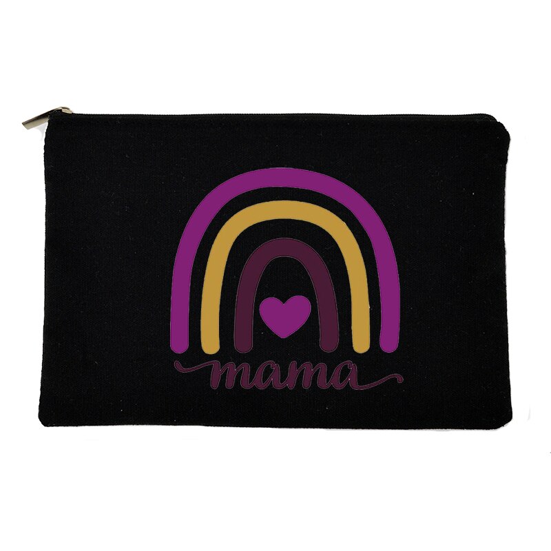 Rainbow Mama Print kosmetyczka kosmetyczka podróżna kobiety Organizer do przyborów toaletowych Tote kobieta przechowywanie makijaż torby torebka prezent dla mamy: W10107-TBBK-D