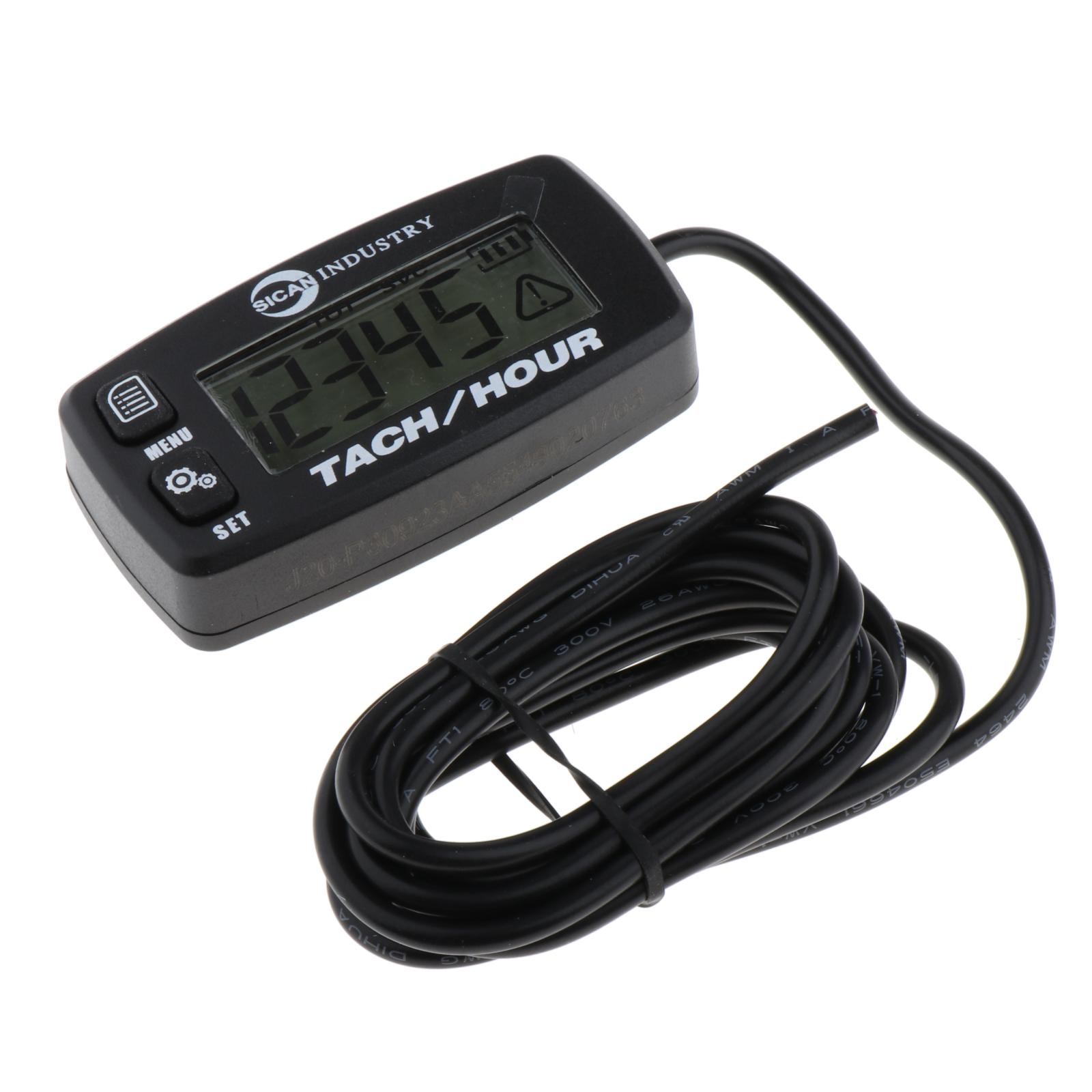 High Precision Backlit Digital Tach Hour Meter Tachometer for 2/4 Stroke Engine