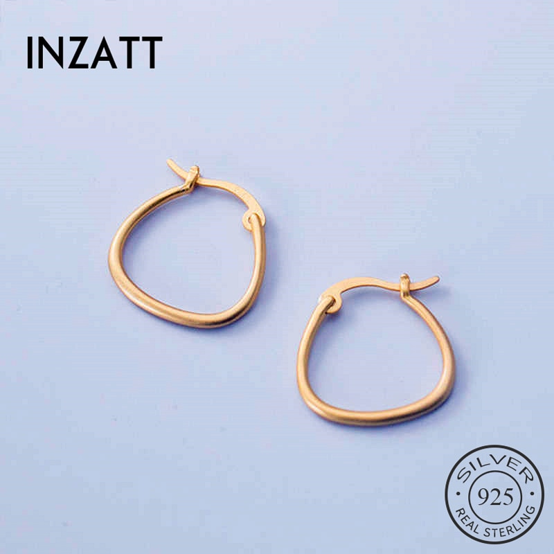 INZATT Real 925 Sterling Silver Minimalist Round Hoop Earrings For Women Party Fine Jewelry Hiphop Accessories